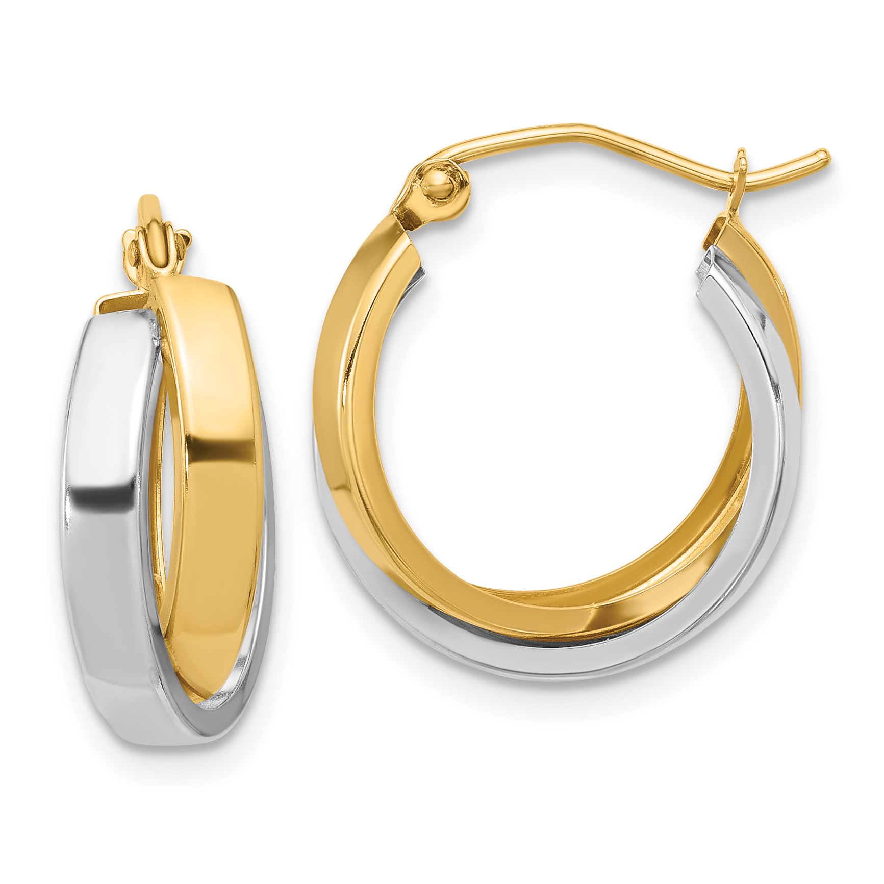  17.5 mm 10k Two-tone Two-tone Twisted Hoop Earrings  Unknown Friendly Weight 10K two-tone gold - view 4