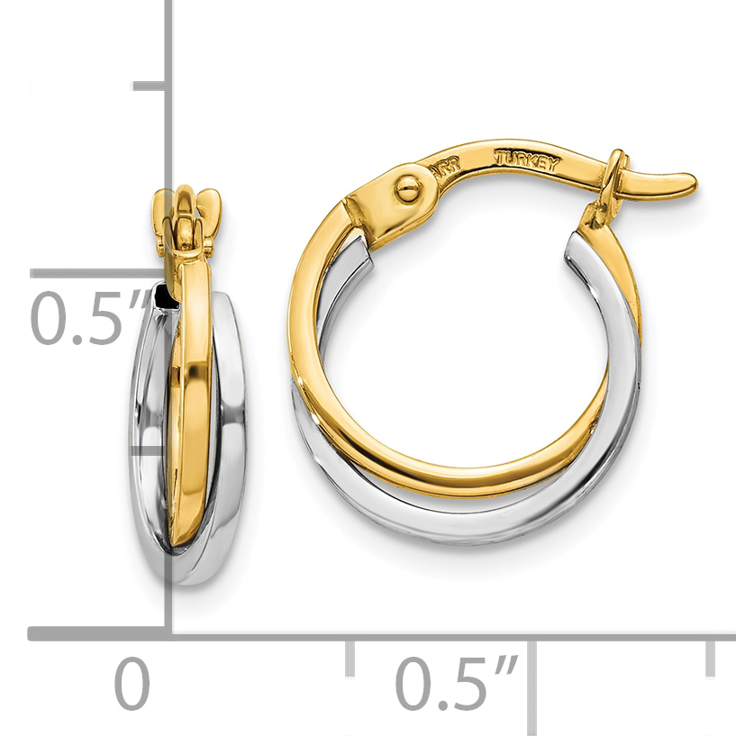  14 mm 10k Two-tone Two-tone Twisted Hoop Earrings  Unknown Friendly Weight 10K two-tone gold - view 3