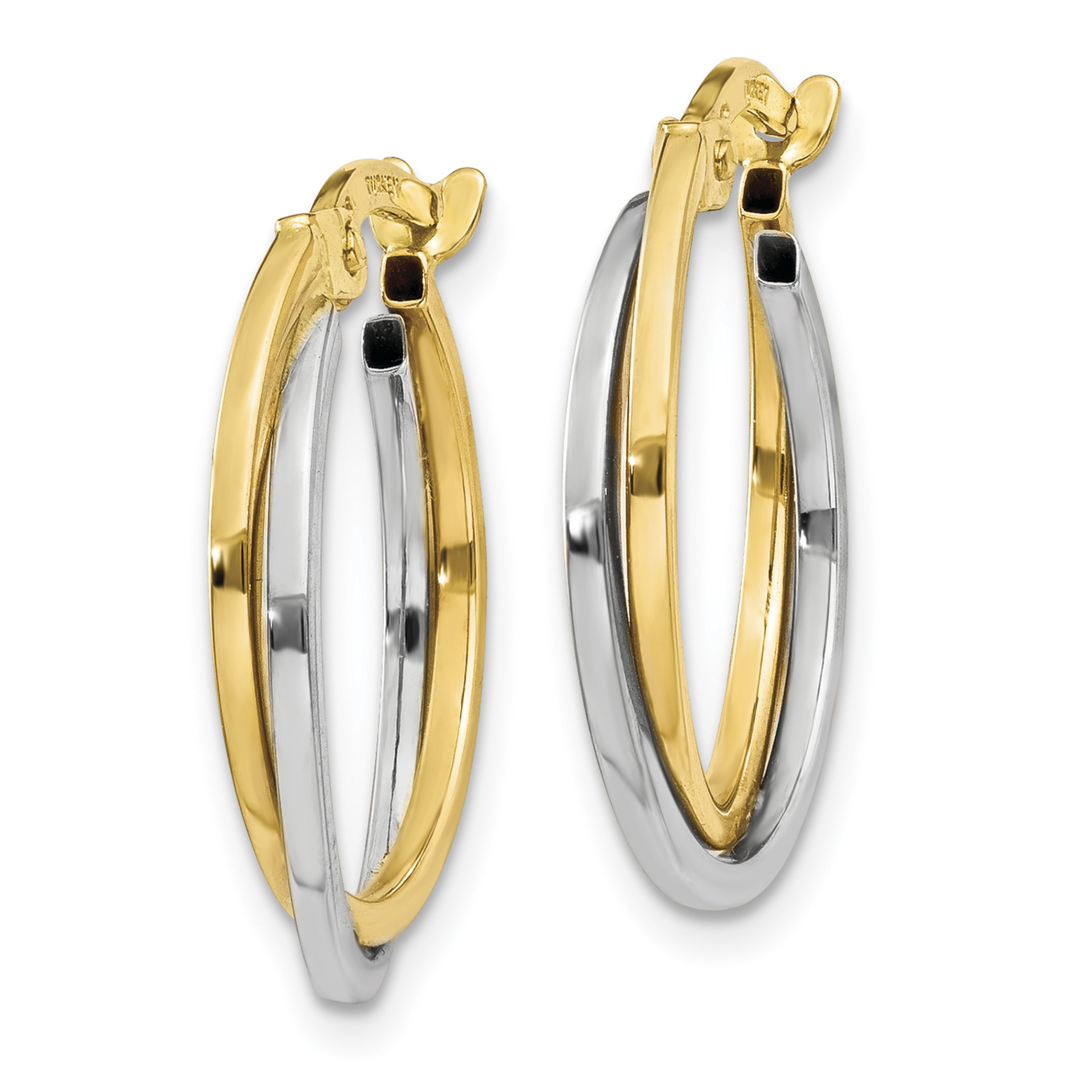  14 mm 10k Two-tone Two-tone Twisted Hoop Earrings  Unknown Friendly Weight 10K two-tone gold - view 6