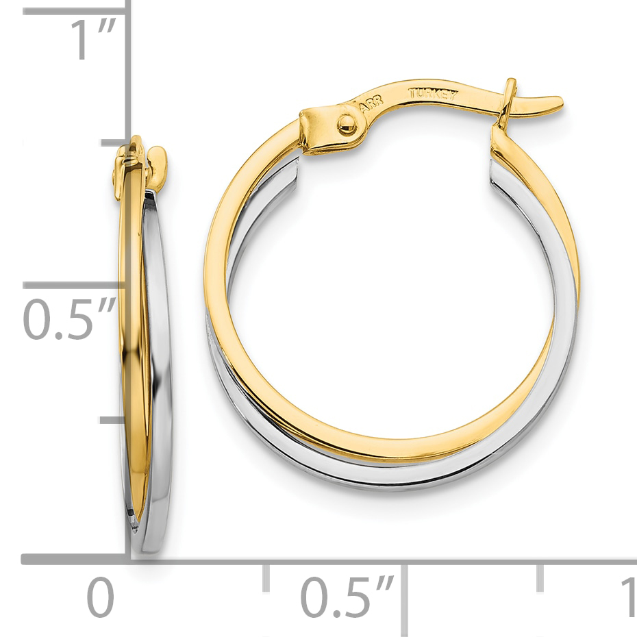  14 mm 10k Two-tone Two-tone Twisted Hoop Earrings  Unknown Friendly Weight 10K two-tone gold - view 8