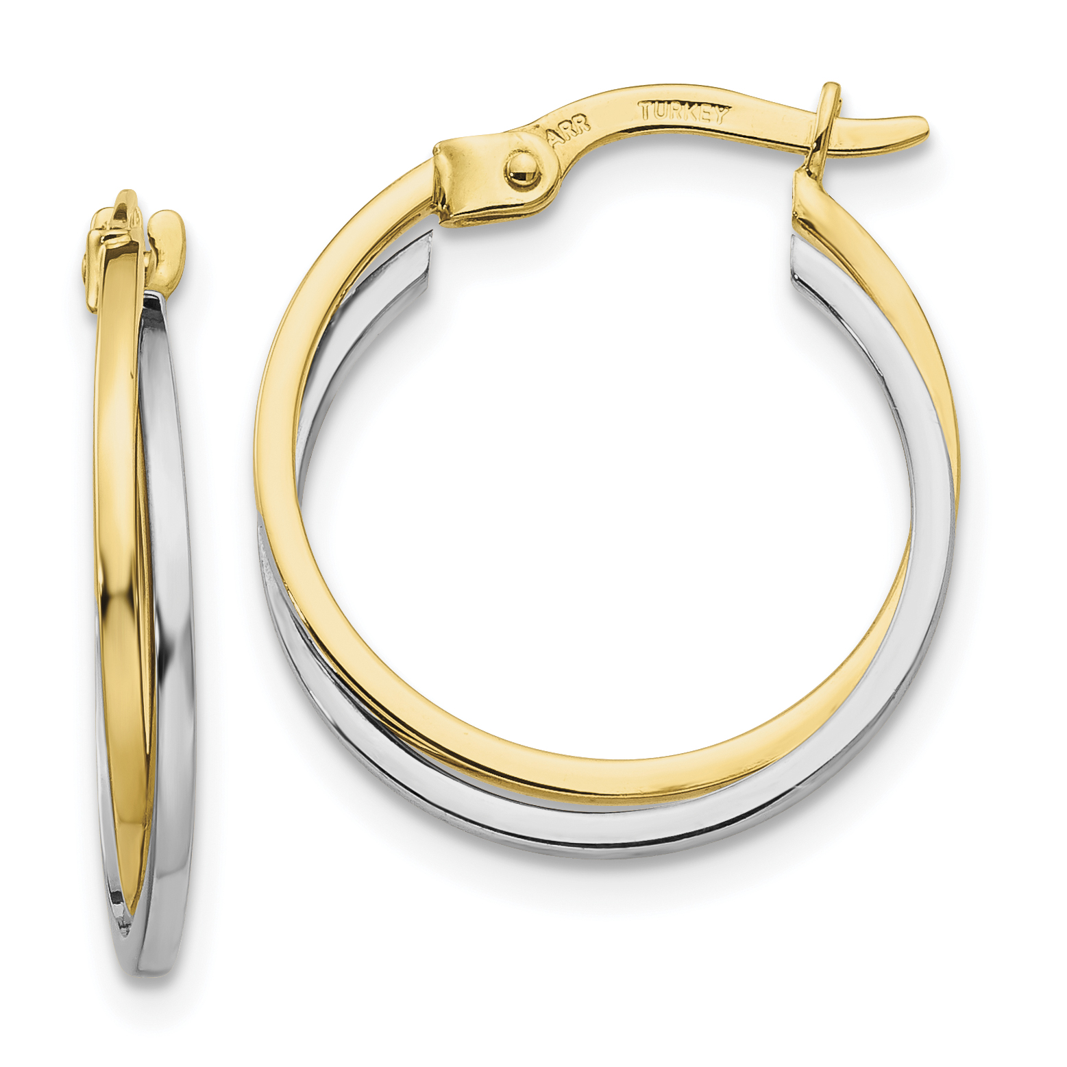  14 mm 10k Two-tone Two-tone Twisted Hoop Earrings  Unknown Friendly Weight 10K two-tone gold - view 9