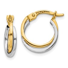  14 mm 10k Two-tone Two-tone Twisted Hoop Earrings  Unknown Friendly Weight 10K two-tone gold - view 5