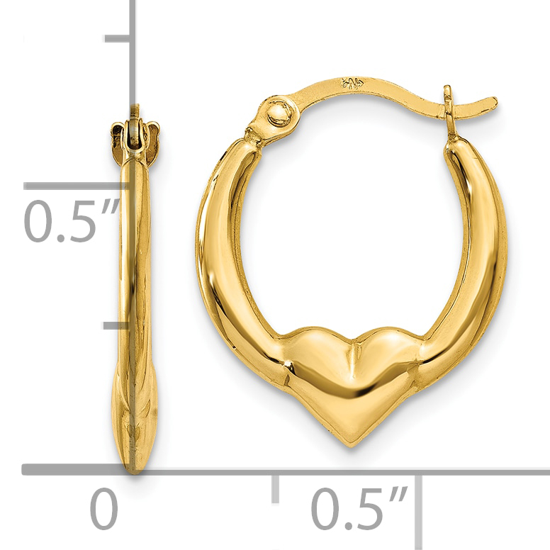  16 mm 10k Yellow Gold Heart Hoop Earrings  Unknown Friendly Weight 10K yellow gold - view 4