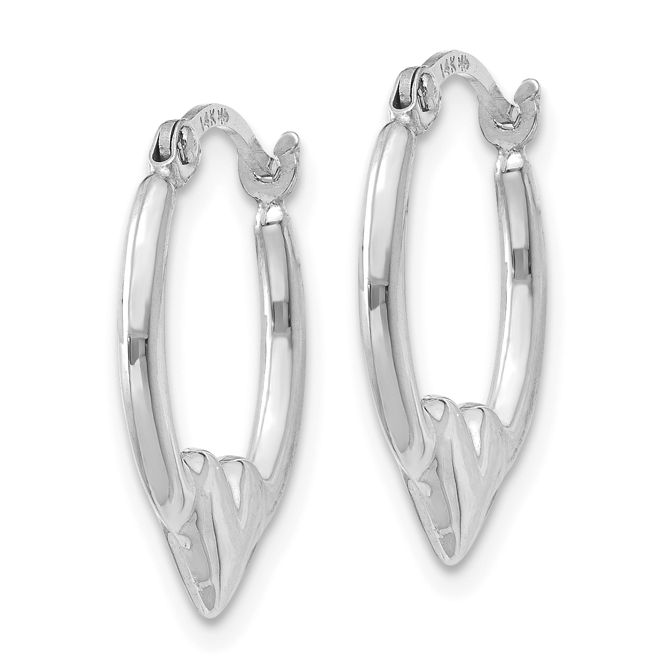  16 mm 14k White Gold Heart Hoop Earrings  Unknown Friendly Weight 14K white gold - view 2