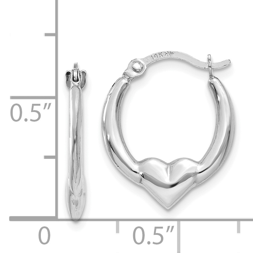  16 mm 14k White Gold Heart Hoop Earrings  Unknown Friendly Weight 14K white gold - view 4
