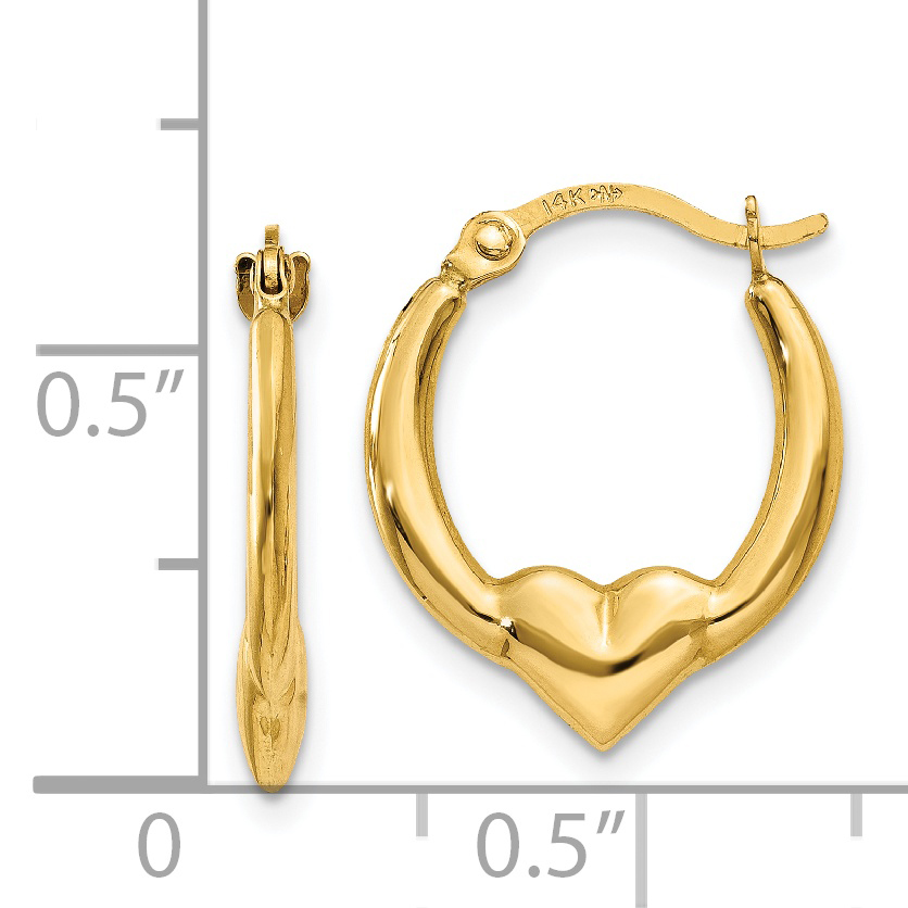  16 mm 14k Yellow Gold Heart Hoop Earrings  Unknown Friendly Weight 14K yellow gold - view 3