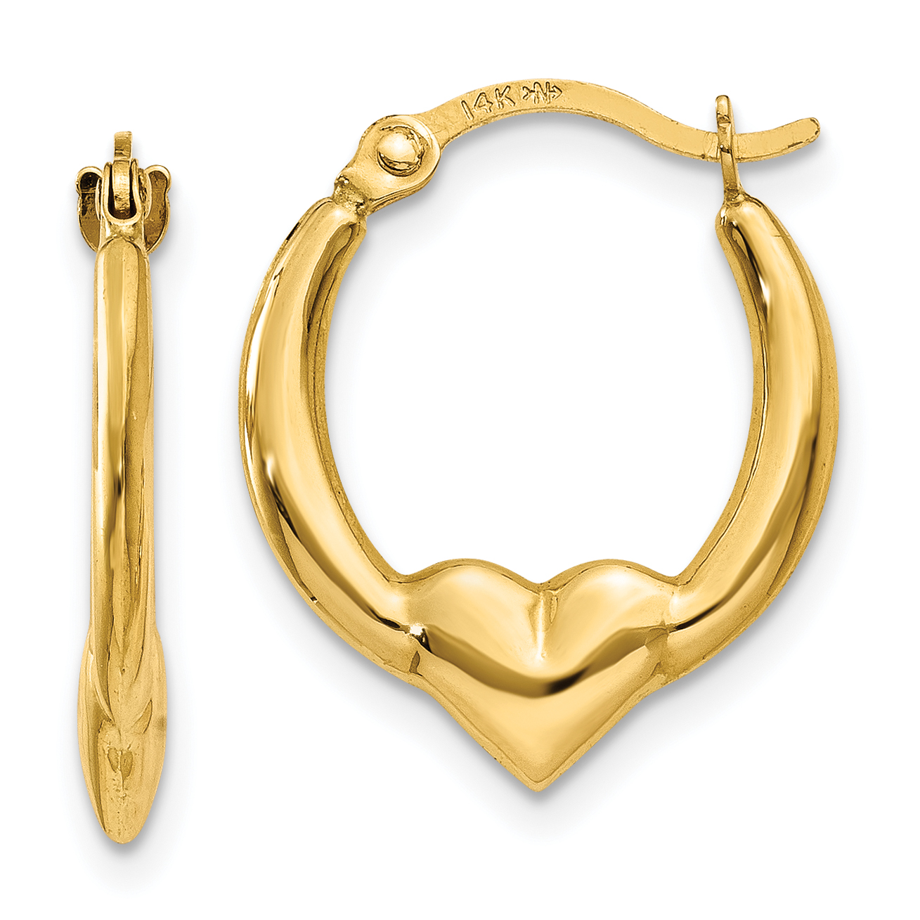  16 mm 14k Yellow Gold Heart Hoop Earrings  Unknown Friendly Weight 14K yellow gold - view 4