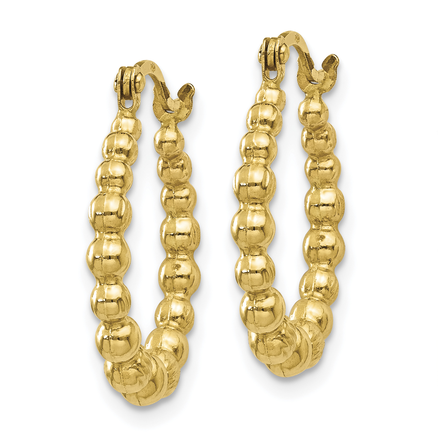  18 mm 10k Yellow Gold Diamond-cut Beaded Hoop Earrings  Unknown Friendly Weight 10K yellow gold - view 2