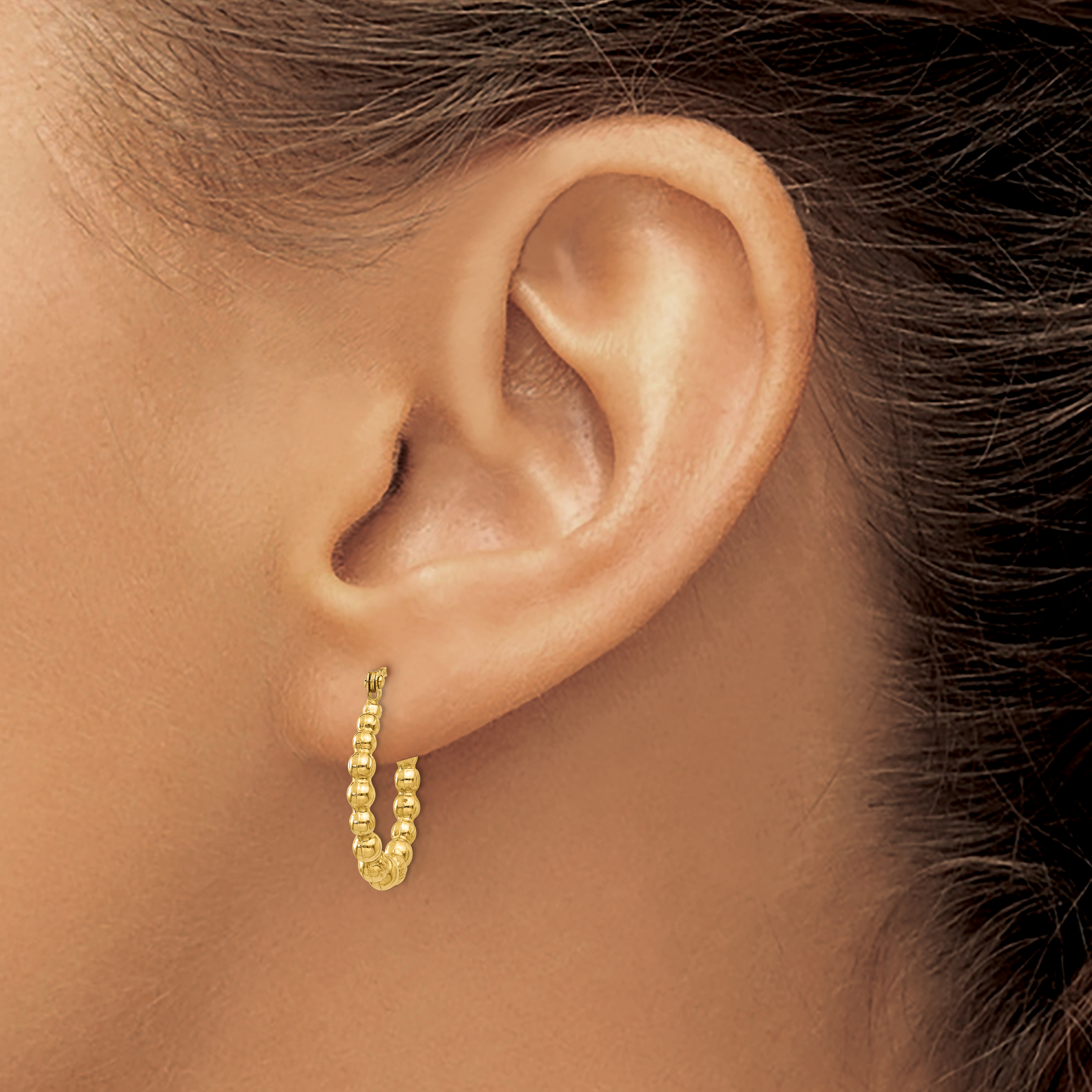  18 mm 10k Yellow Gold Diamond-cut Beaded Hoop Earrings  Unknown Friendly Weight 10K yellow gold - view 3