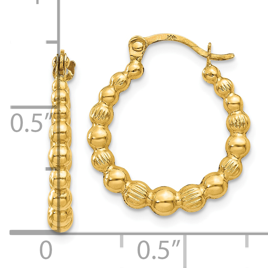  18 mm 10k Yellow Gold Diamond-cut Beaded Hoop Earrings  Unknown Friendly Weight 10K yellow gold - view 4