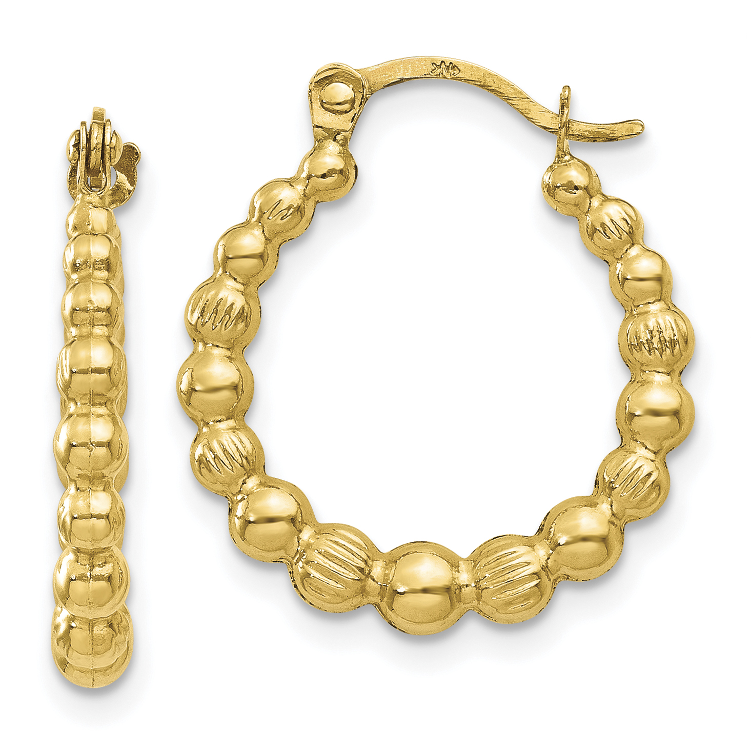  18 mm 10k Yellow Gold Diamond-cut Beaded Hoop Earrings  Unknown Friendly Weight 10K yellow gold - view 5