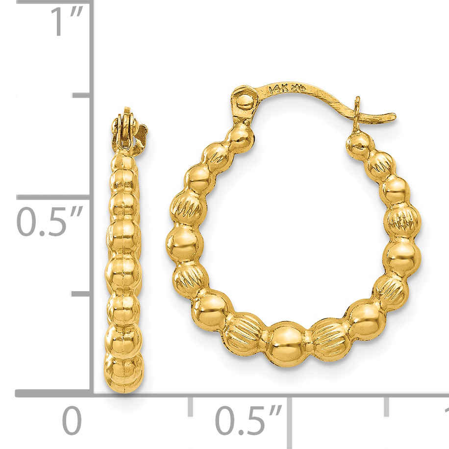  18 mm 14k Yellow Gold Diamond-cut Beaded Hoop Earrings  Unknown Friendly Weight 14K yellow gold - view 3
