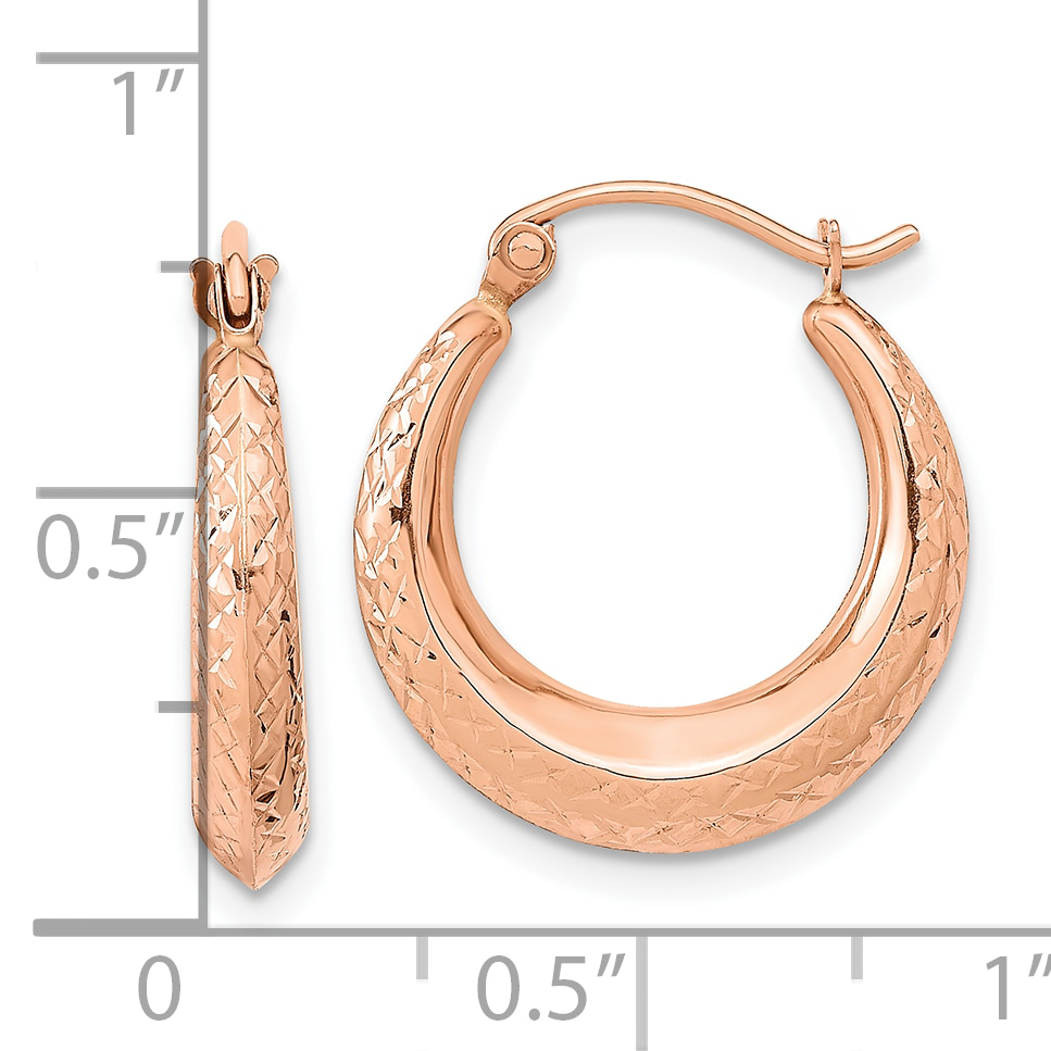  19 mm 10k Rose Gold Diamond-cut Hoop Earrings  Unknown Friendly Weight 10K rose gold - view 2