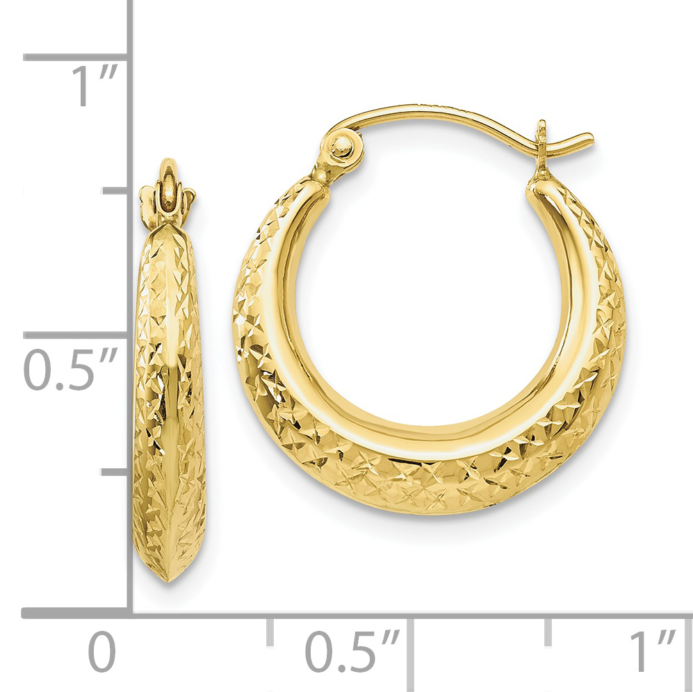  19 mm 10k Yellow Gold Diamond-cut Hoop Earrings  Unknown Friendly Weight 10K yellow gold - view 3
