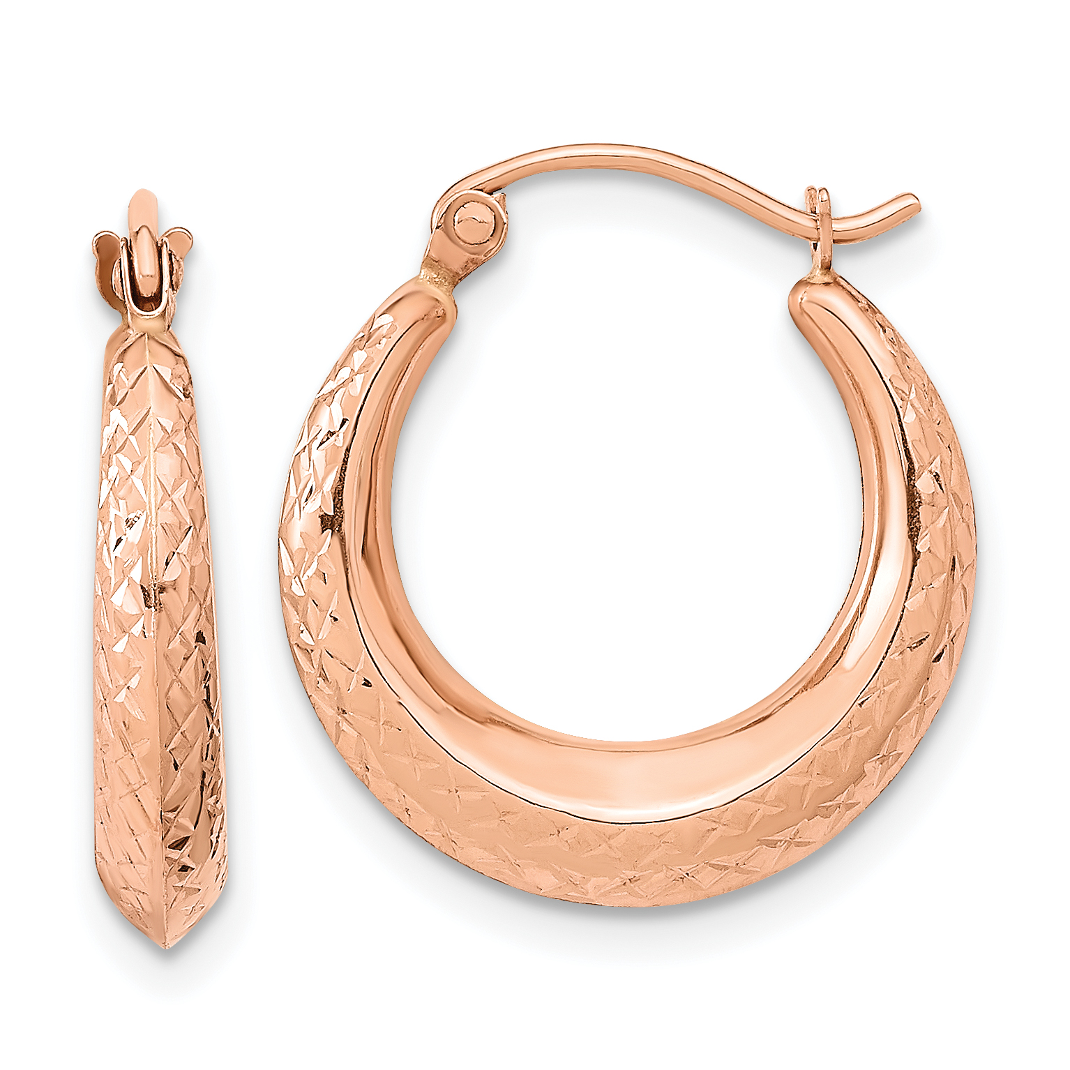  19 mm 14k Rose Gold Diamond-cut Hoop Earrings  Unknown Friendly Weight 14K rose gold - view 4