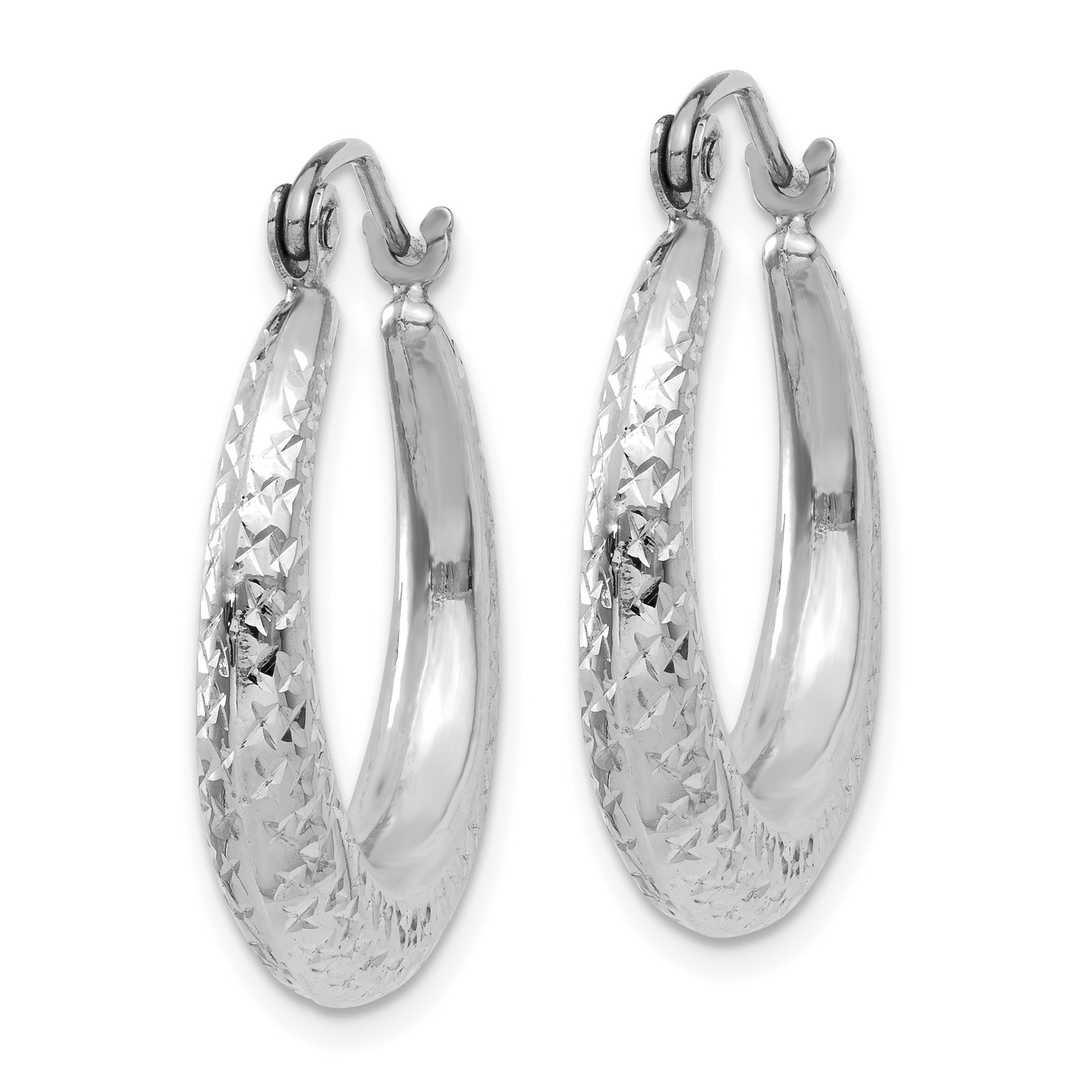  19 mm 14k White Gold Diamond-cut Hoop Earrings  Unknown Friendly Weight 14K white gold - view 6