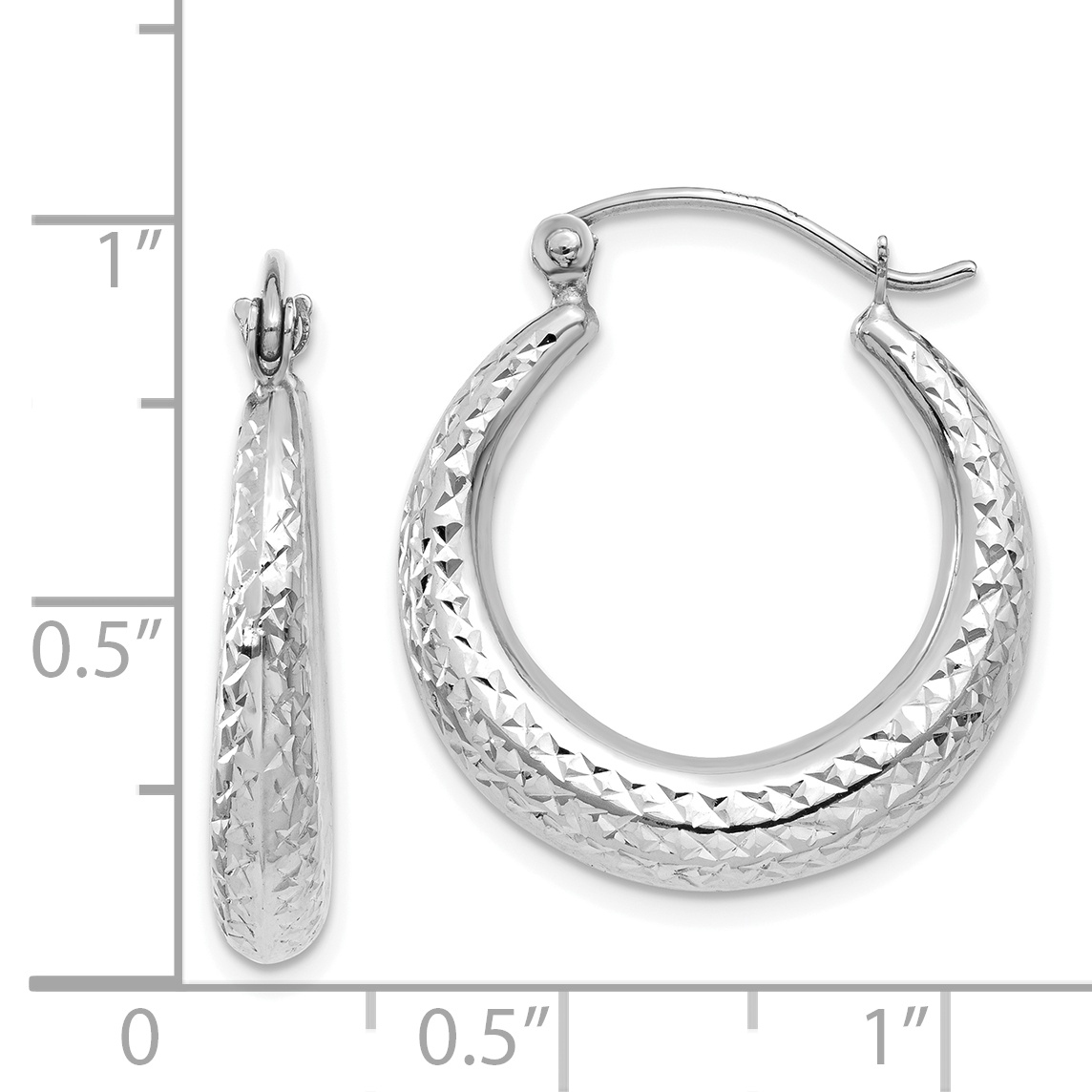  19 mm 14k White Gold Diamond-cut Hoop Earrings  Unknown Friendly Weight 14K white gold - view 8