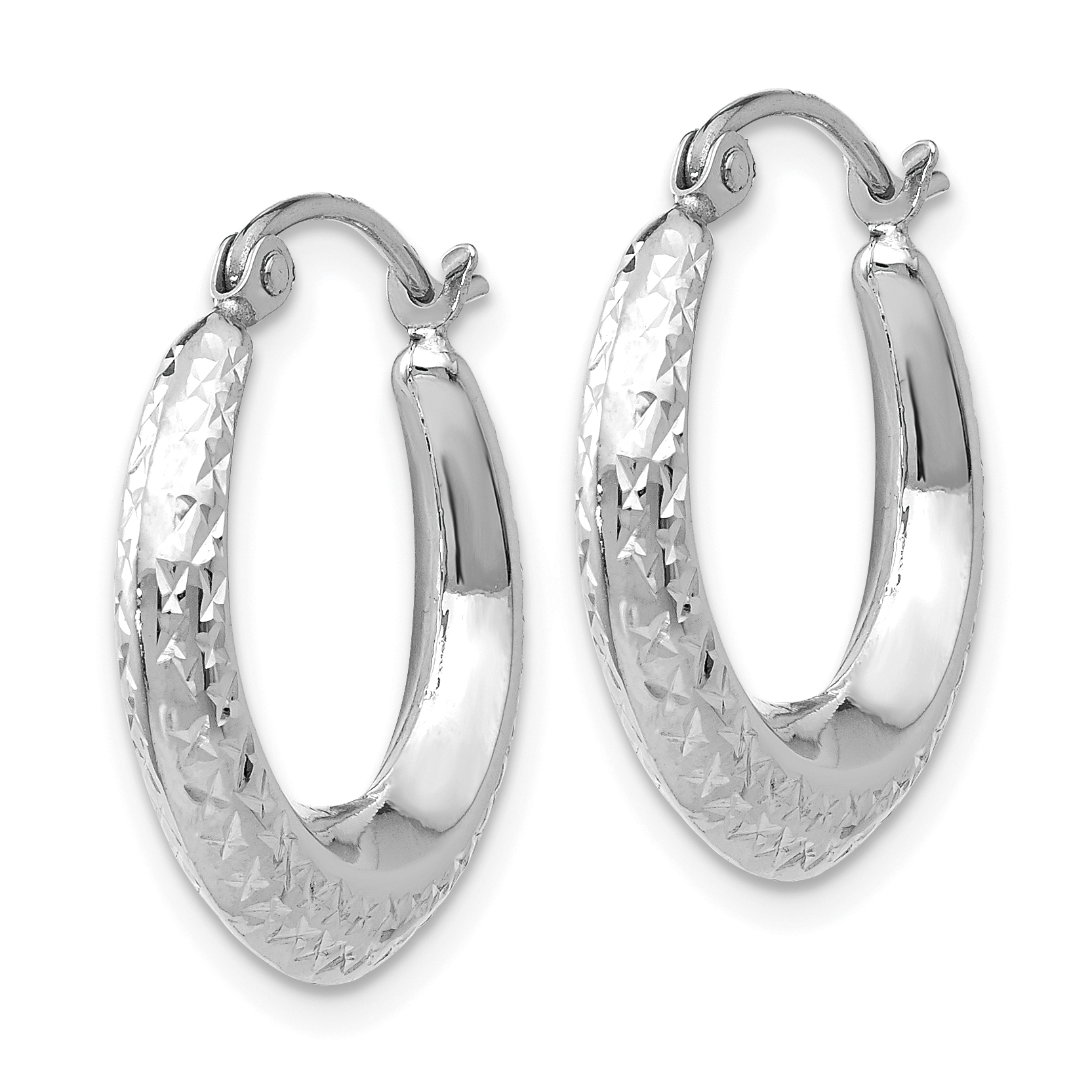 19 mm 14k White Gold Diamond-cut Hoop Earrings  Unknown Friendly Weight 14K white gold