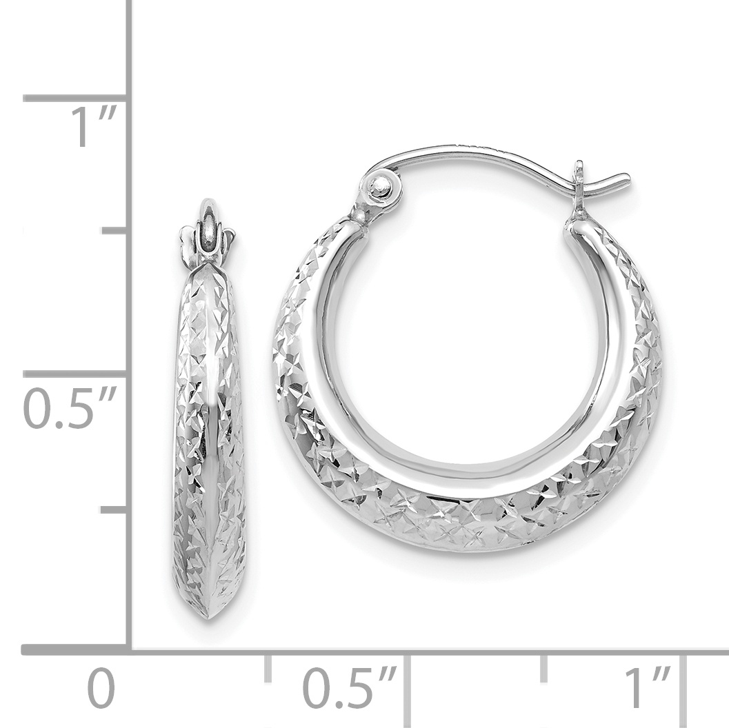  19 mm 14k White Gold Diamond-cut Hoop Earrings  Unknown Friendly Weight 14K white gold - view 3