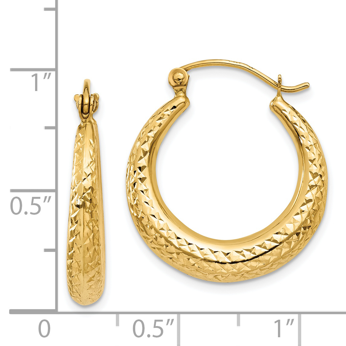  19 mm 14k Yellow Gold Diamond-cut Hoop Earrings 3.25 mm Unknown Friendly Weight 14K yellow gold - view 7