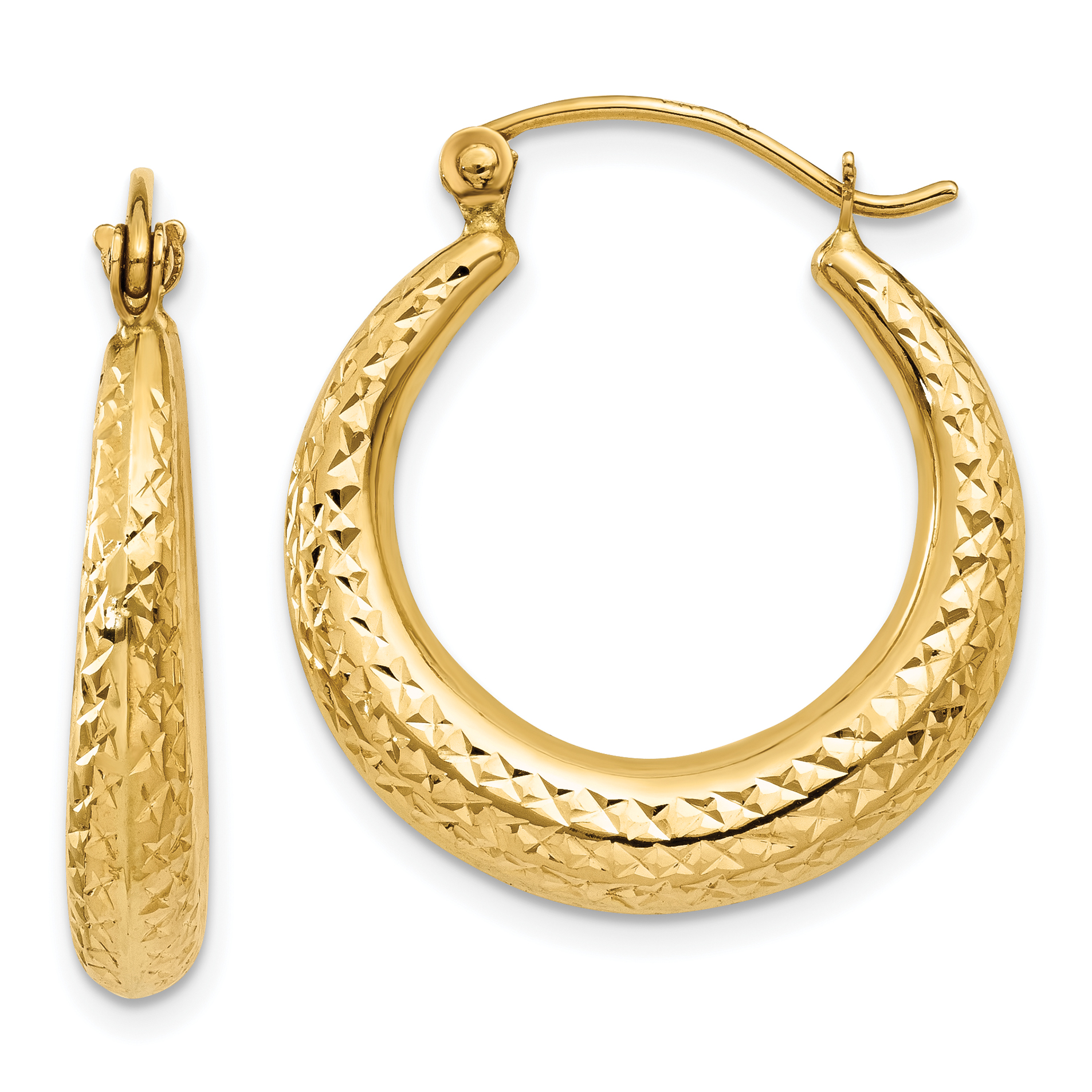  19 mm 14k Yellow Gold Diamond-cut Hoop Earrings 3.25 mm Unknown Friendly Weight 14K yellow gold - view 8