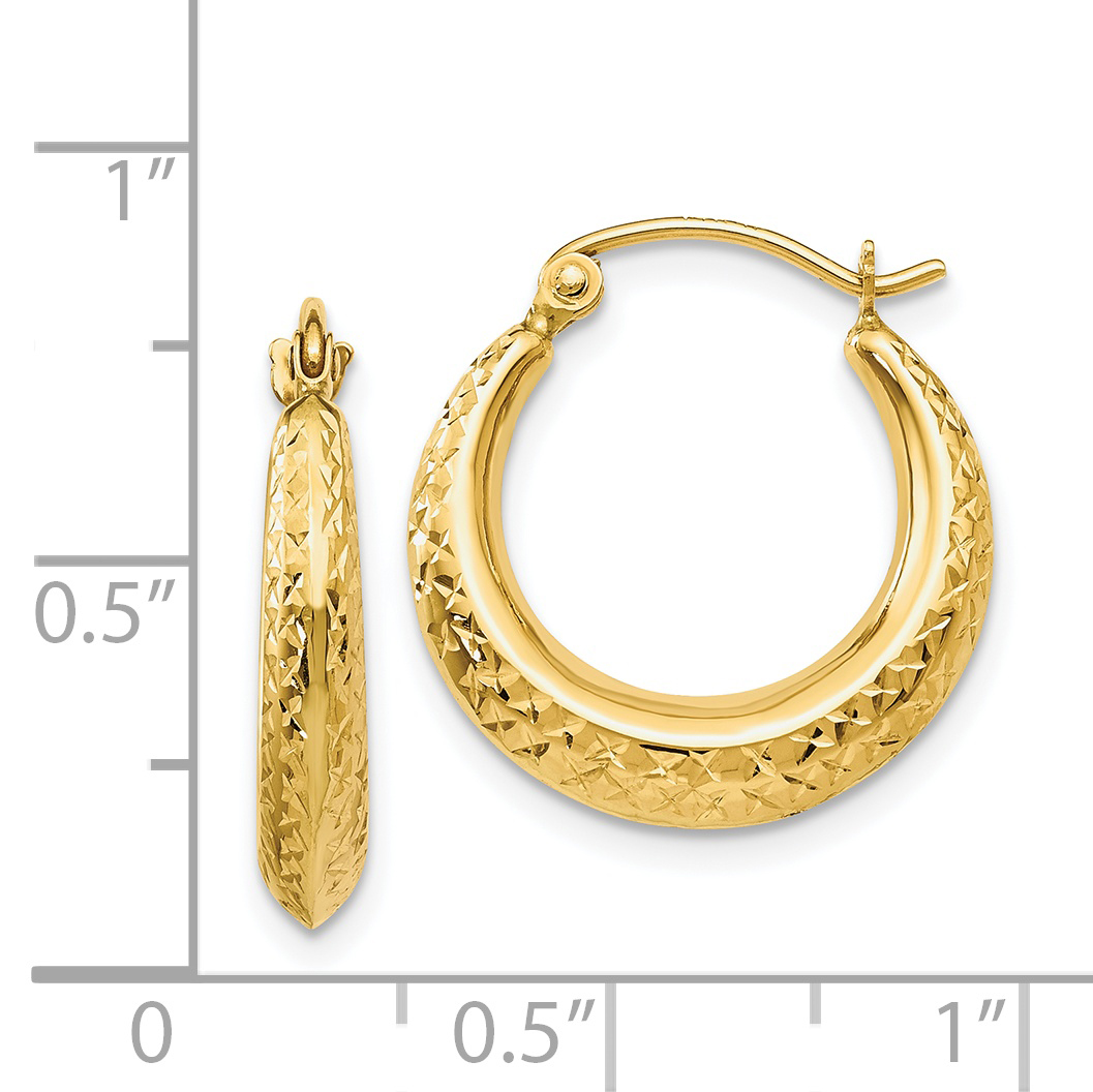  19 mm 14k Yellow Gold Diamond-cut Hoop Earrings 3.25 mm Unknown Friendly Weight 14K yellow gold - view 3