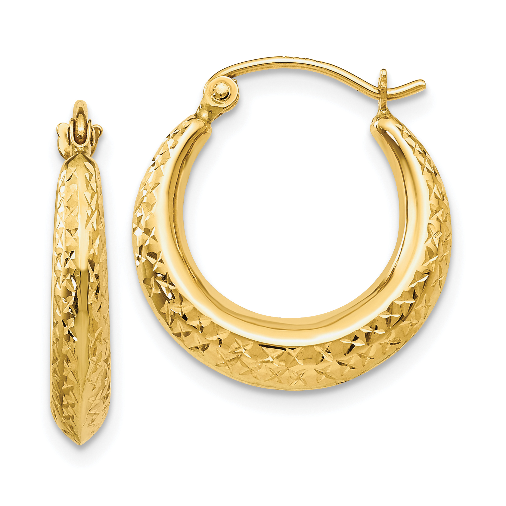  19 mm 14k Yellow Gold Diamond-cut Hoop Earrings 3.25 mm Unknown Friendly Weight 14K yellow gold - view 4