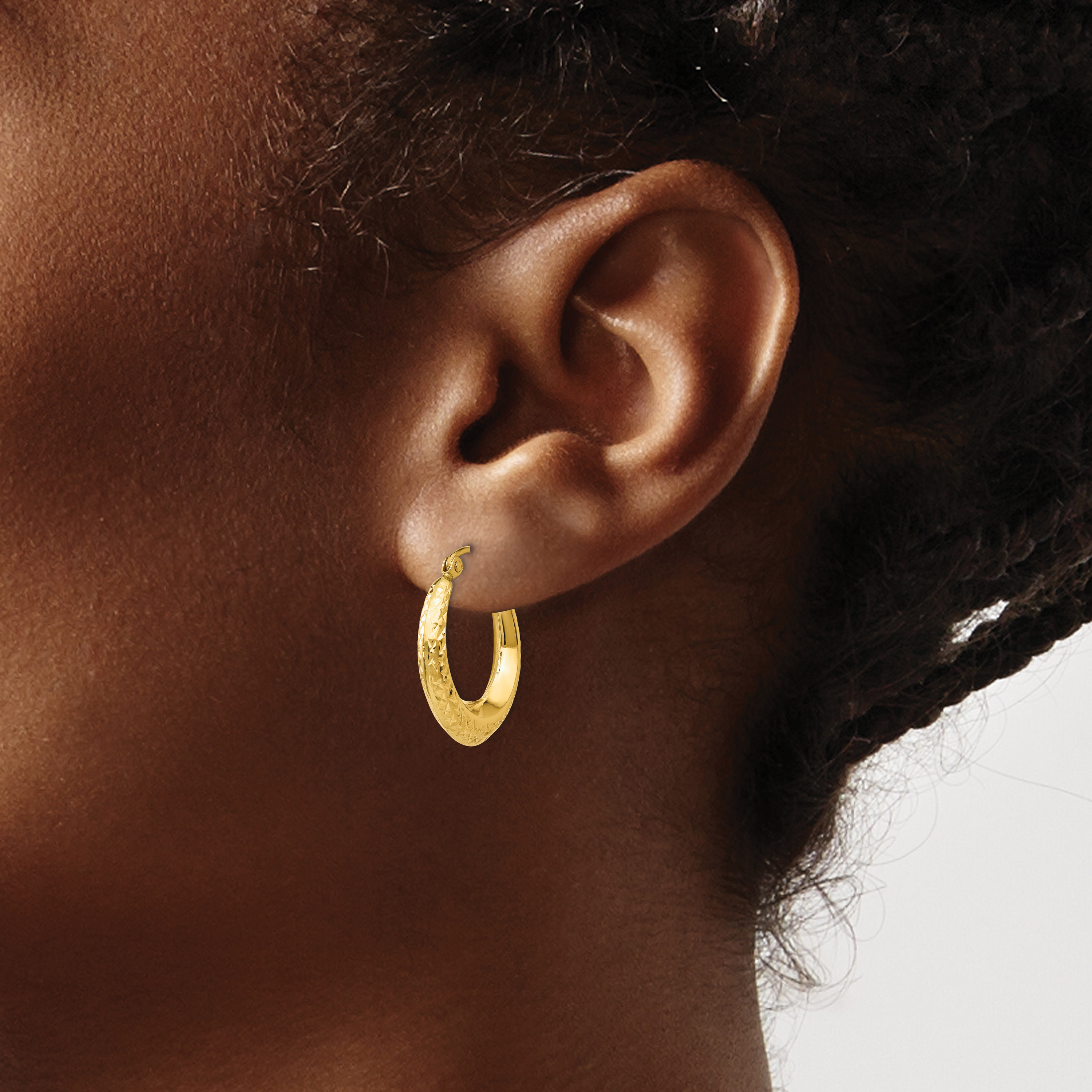  19 mm 14k Yellow Gold Diamond-cut Hoop Earrings  Unknown Friendly Weight 14K yellow gold - view 2