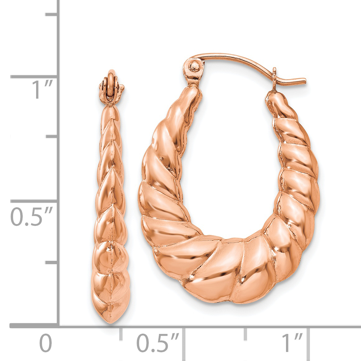  26 mm 14k Rose Gold Twisted Oval Hoop Earrings  Unknown Friendly Weight 14K rose gold - view 3
