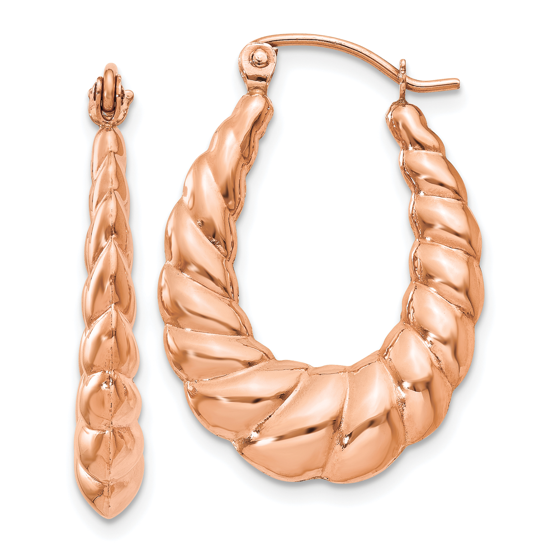  26 mm 14k Rose Gold Twisted Oval Hoop Earrings  Unknown Friendly Weight 14K rose gold - view 4