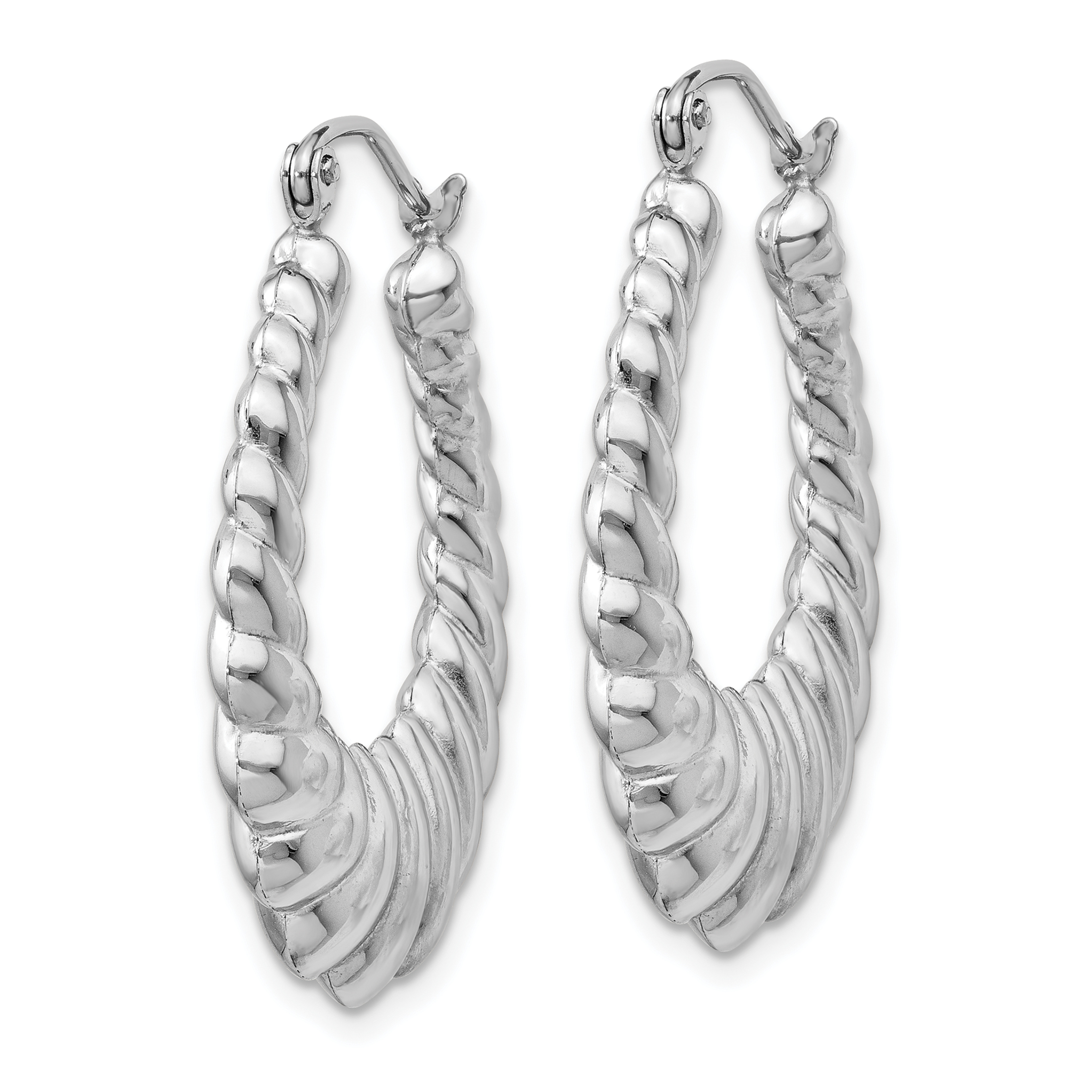  26 mm 14k White Gold Twisted Oval Hoop Earrings  Unknown Friendly Weight 14K white gold - view 6