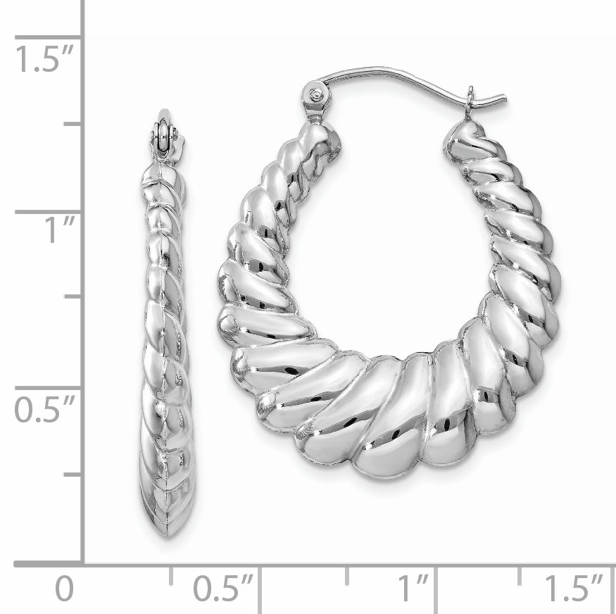  26 mm 14k White Gold Twisted Oval Hoop Earrings  Unknown Friendly Weight 14K white gold - view 8