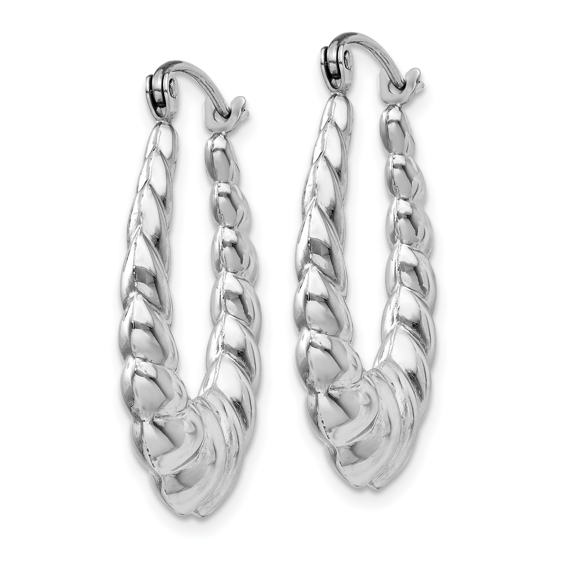  26 mm 14k White Gold Twisted Oval Hoop Earrings  Unknown Friendly Weight 14K white gold
