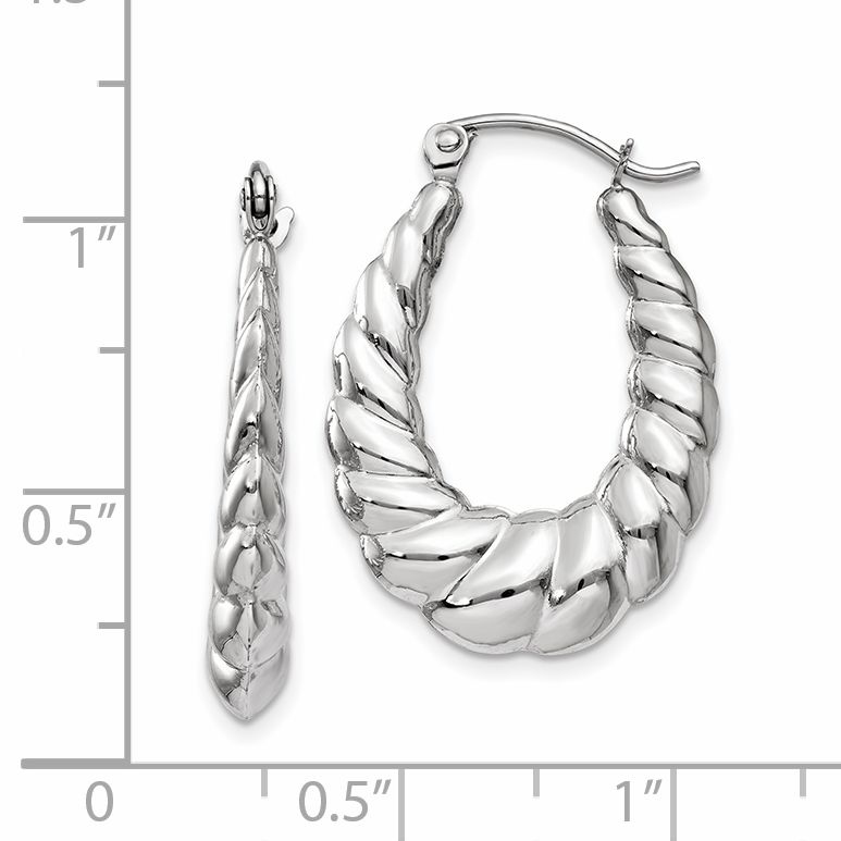  26 mm 14k White Gold Twisted Oval Hoop Earrings  Unknown Friendly Weight 14K white gold - view 3