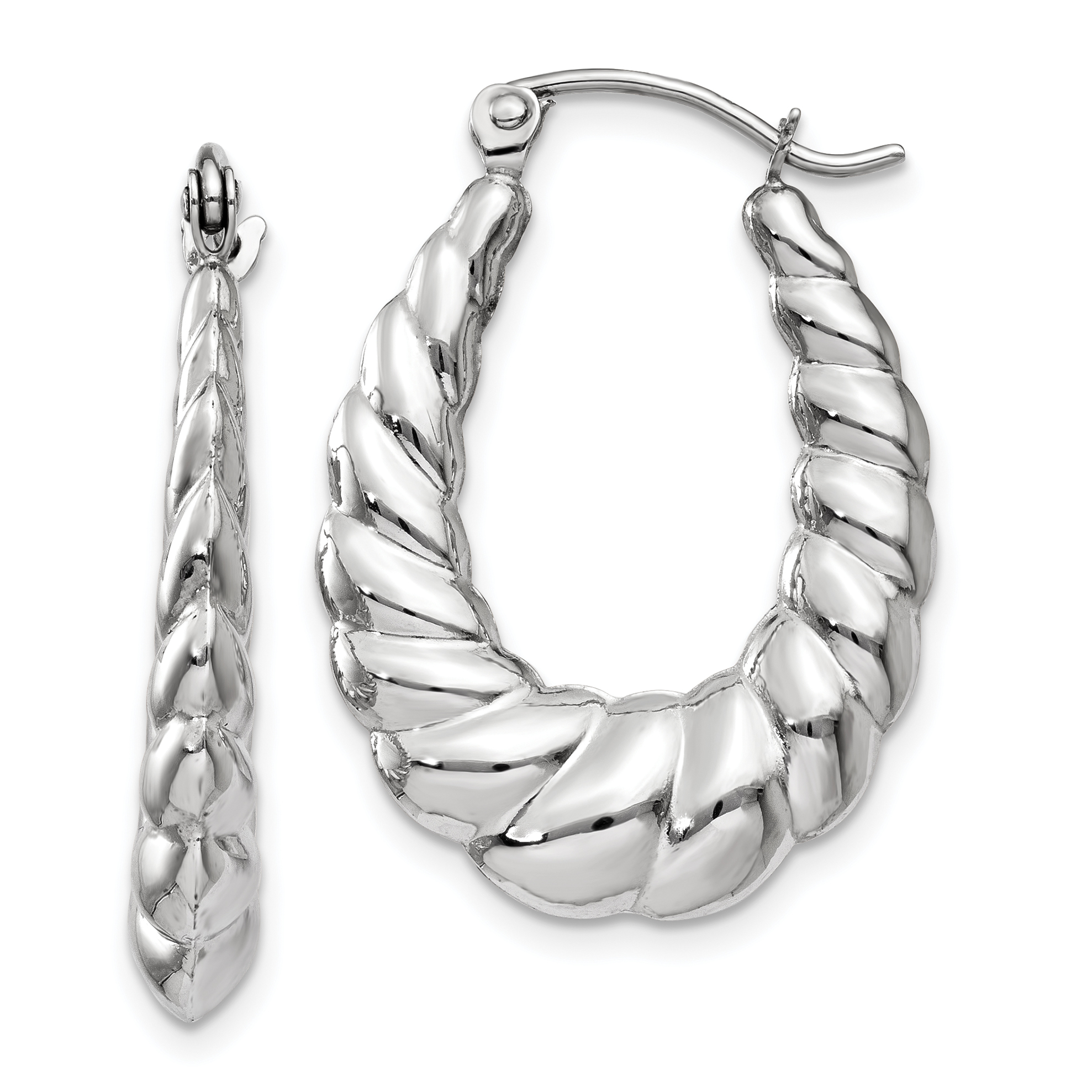  26 mm 14k White Gold Twisted Oval Hoop Earrings  Unknown Friendly Weight 14K white gold - view 4