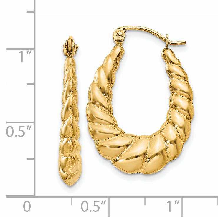  26 mm 14k Yellow Gold Twisted Oval Hoop Earrings  Unknown Friendly Weight 14K yellow gold - view 3