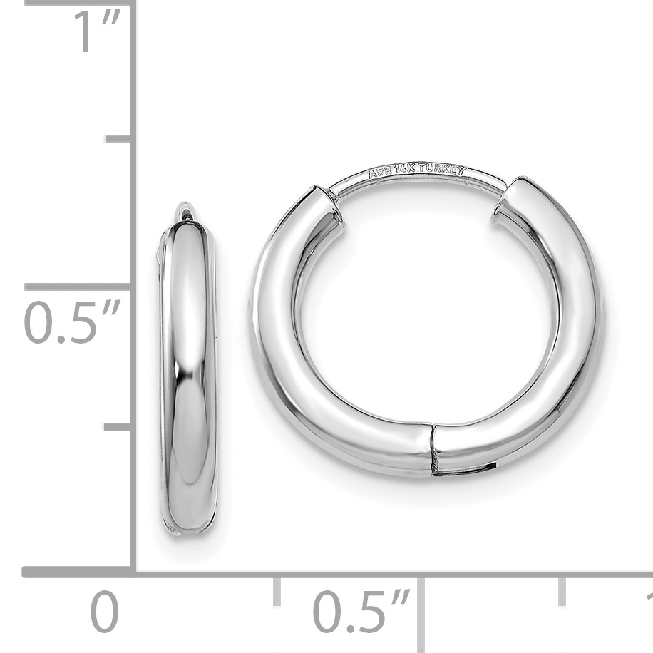  15 mm 14k White Gold Circle Tube Hinged Hoop Earrings  Unknown Friendly Weight 14K white gold - view 3