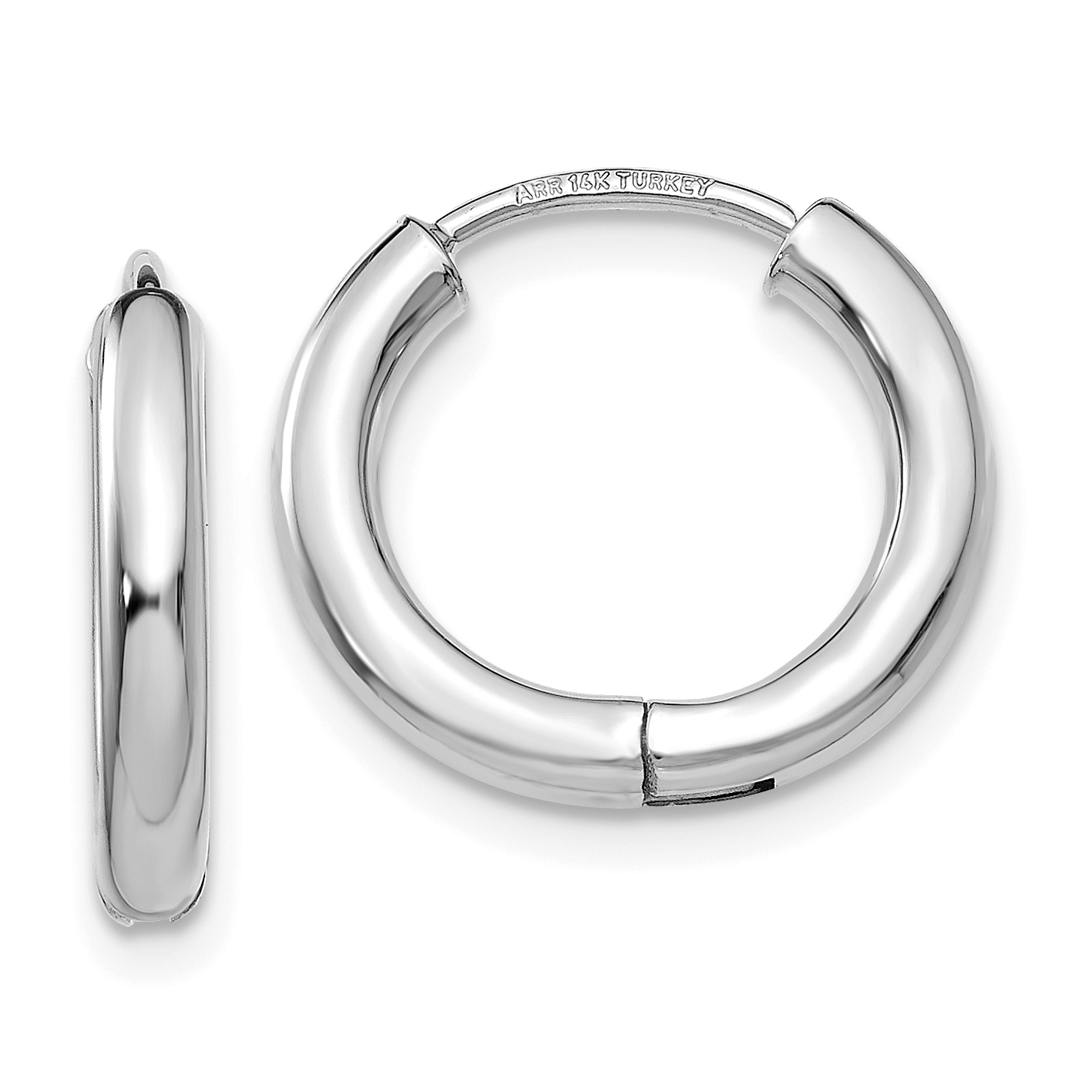  15 mm 14k White Gold Circle Tube Hinged Hoop Earrings  Unknown Friendly Weight 14K white gold - view 4