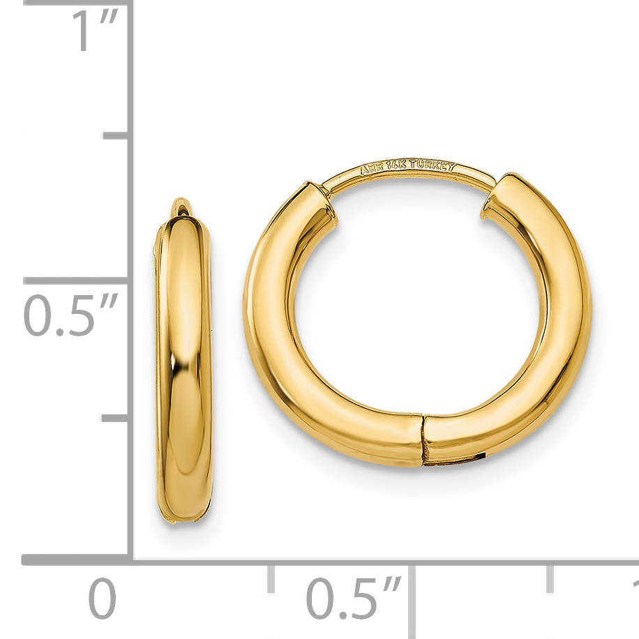  15 mm 14k Yellow Gold Circle Tube Hinged Hoop Earrings 2.25 mm Unknown Friendly Weight 14K yellow gold - view 3