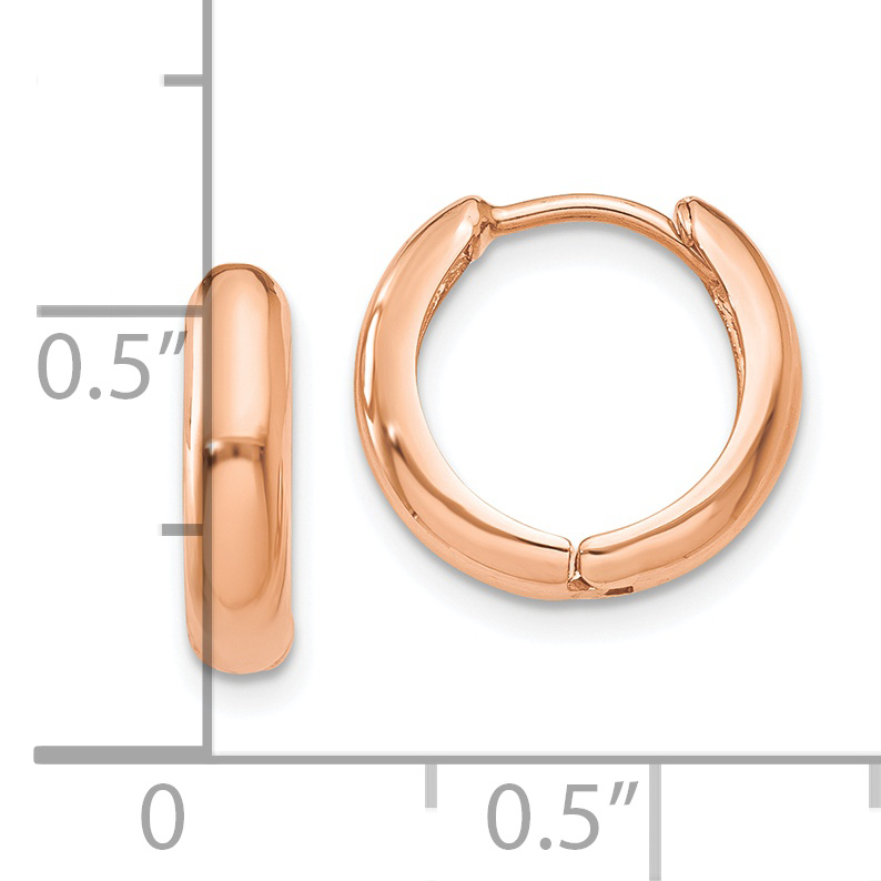  12 mm 14k Rose Gold Circle Hinged Hoop Earrings  Unknown Friendly Weight 14K rose gold - view 2