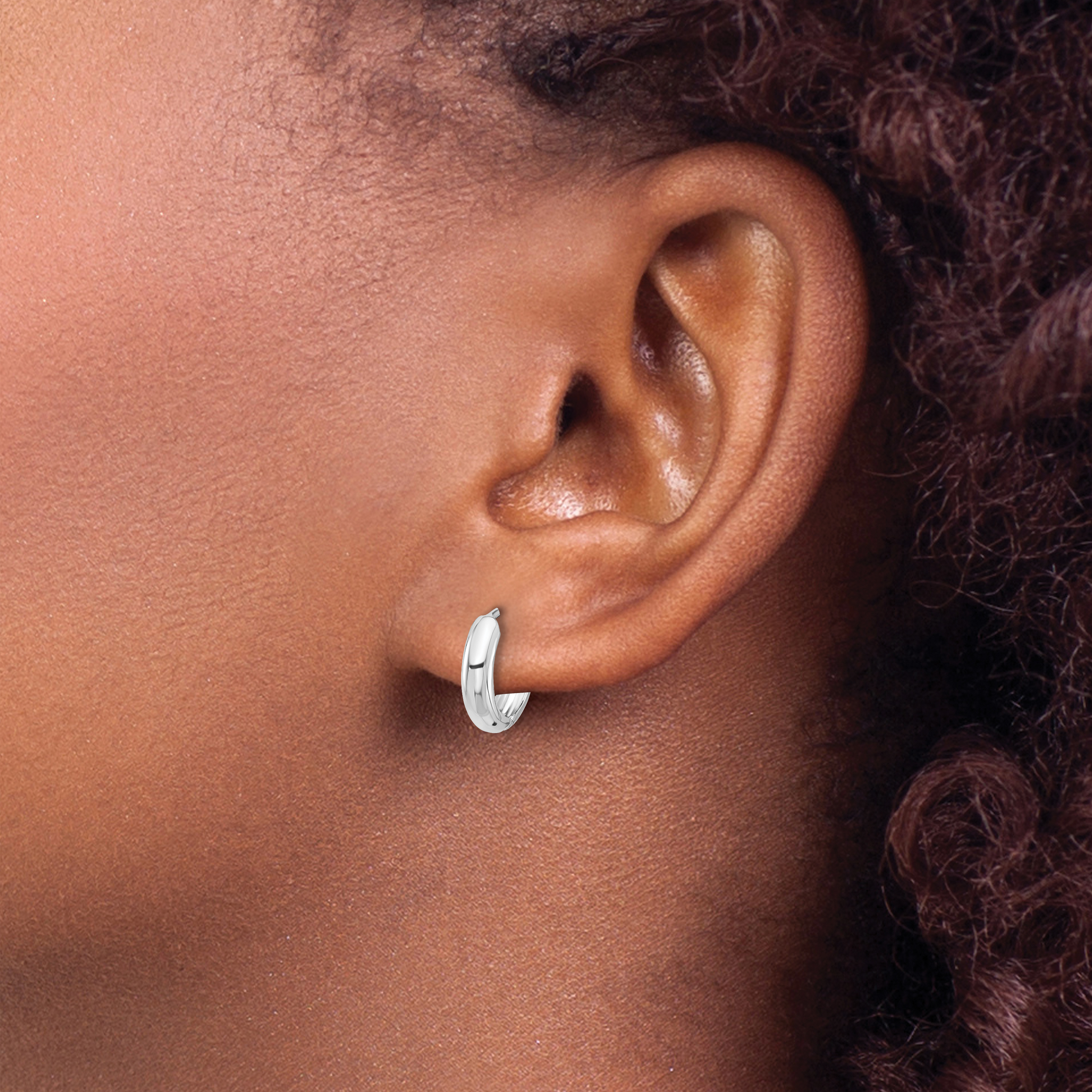  12 mm 14k White Gold Circle Hinged Hoop Earrings  Unknown Friendly Weight 14K white gold - view 2