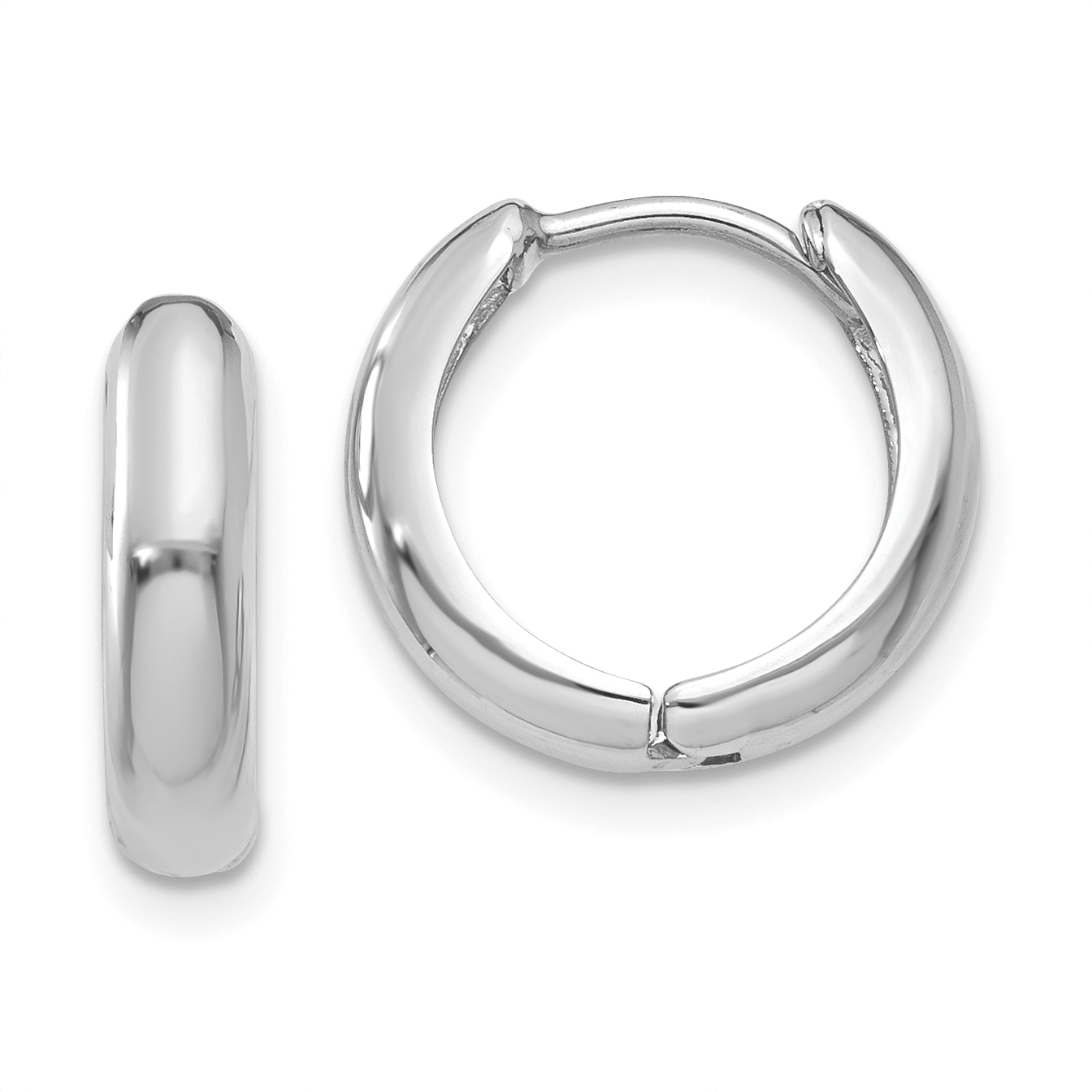  12 mm 14k White Gold Circle Hinged Hoop Earrings  Unknown Friendly Weight 14K white gold - view 4
