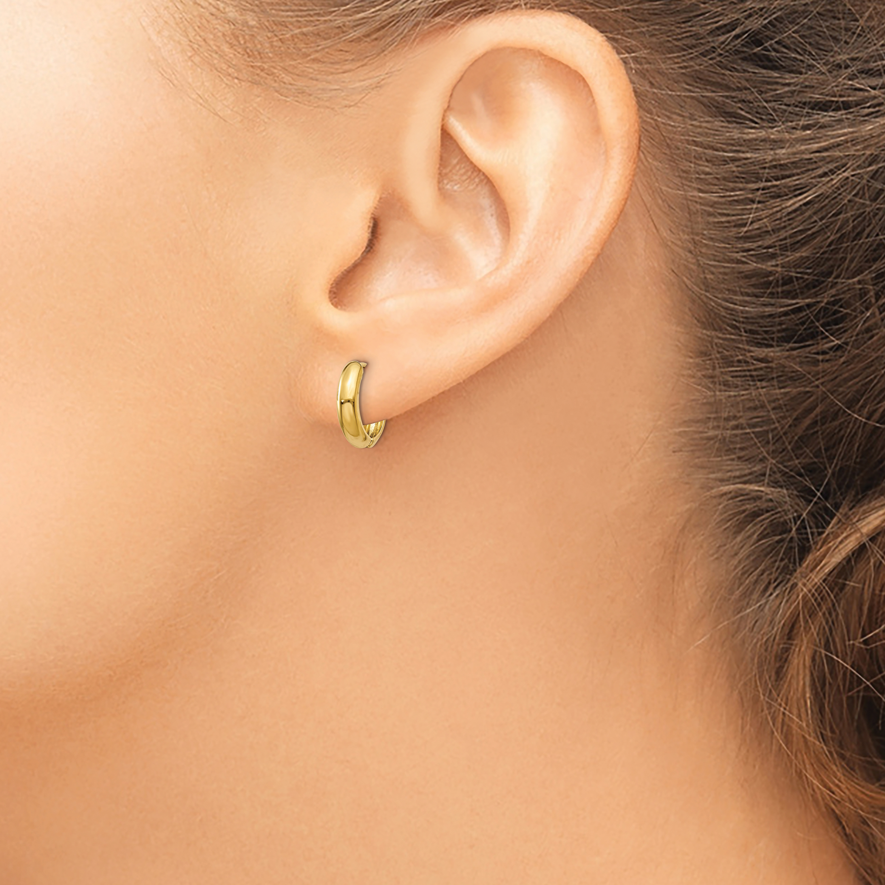  12 mm 14k Yellow Gold Circle Hinged Hoop Earrings  Unknown Friendly Weight 14K yellow gold - view 2