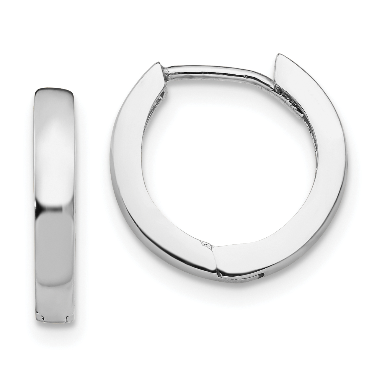  13.5 mm 10k White Gold Circle Hinged Hoop Earrings  Unknown Friendly Weight 10K white gold - view 4