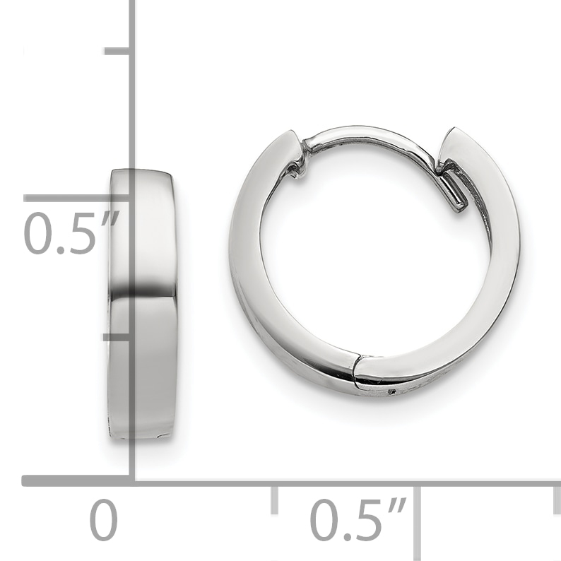  13.5 mm 10k White Gold Circle Hinged Hoop Earrings  Unknown Friendly Weight 10K white gold - view 7