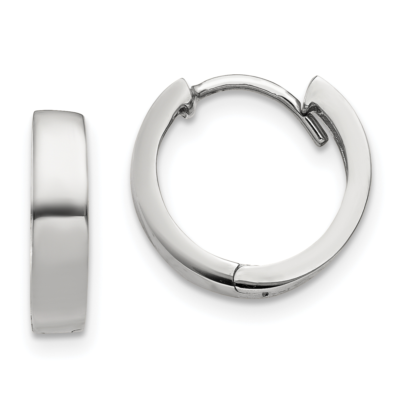  13.5 mm 10k White Gold Circle Hinged Hoop Earrings  Unknown Friendly Weight 10K white gold - view 8