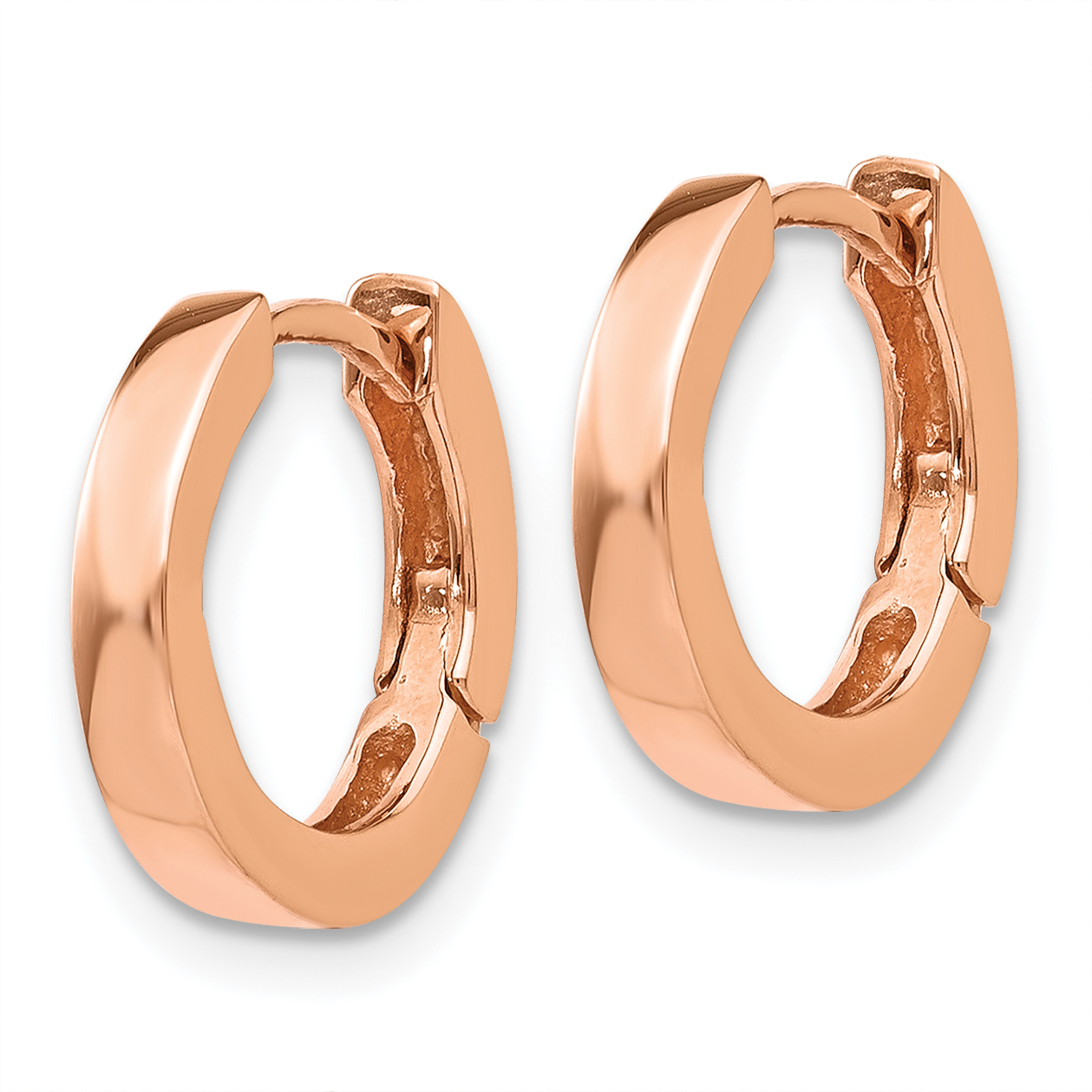  13.5 mm 14k Rose Gold Circle Hinged Hoop Earrings  Unknown Friendly Weight 14K rose gold - view 2