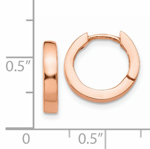  13.5 mm 14k Rose Gold Circle Hinged Hoop Earrings  Unknown Friendly Weight 14K rose gold - view 4