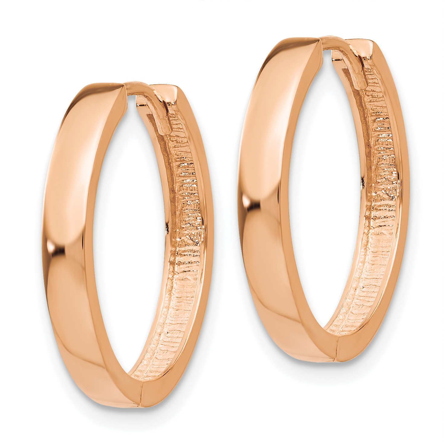  13.5 mm 14k Rose Gold Circle Hinged Hoop Earrings  Unknown Friendly Weight 14K rose gold - view 5