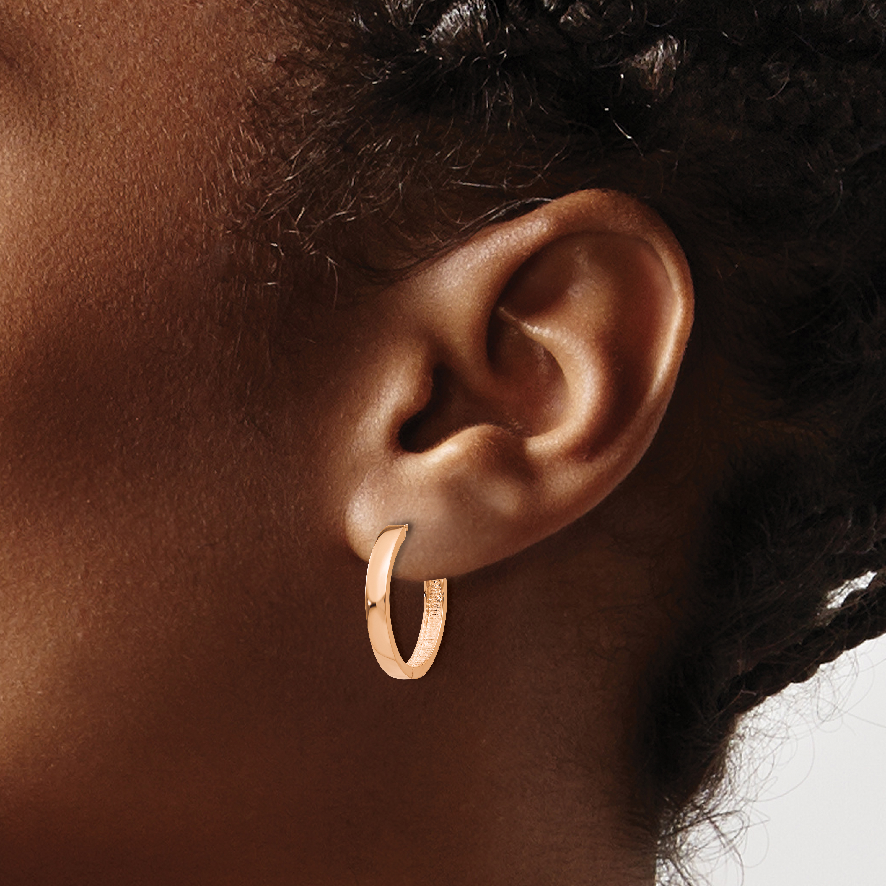  13.5 mm 14k Rose Gold Circle Hinged Hoop Earrings  Unknown Friendly Weight 14K rose gold - view 6